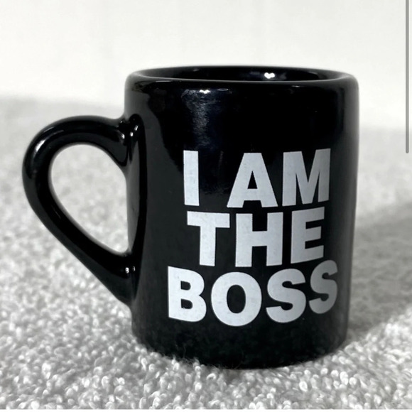 Vintage Black I Am The  Boss Tiny Espresso Mug - Picture 3 of 9